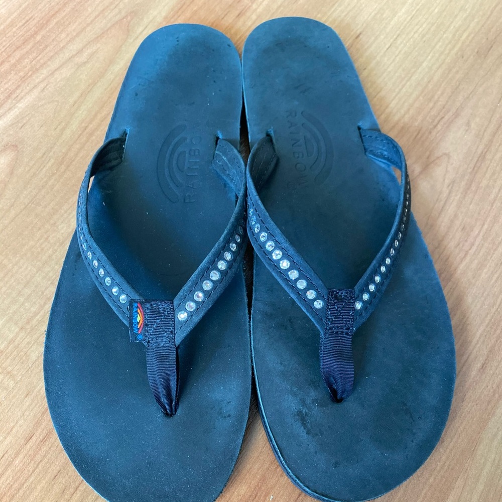 Rainbow flip flops